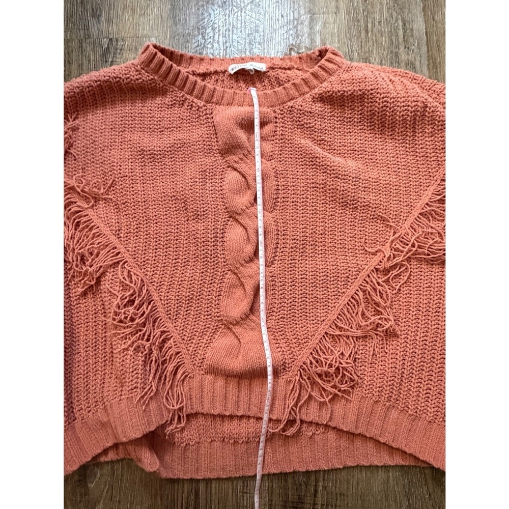 Willow Moon XXL Chenille Cable Knit Fringe Sweater Terracotta Pink Boho Pullover - Picture 7 of 9